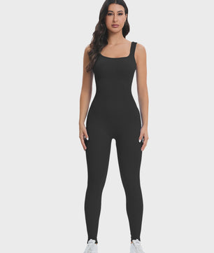 Dames Shapewear Jumpsuit met Ingebouwde BH - Bodycon, Vierkante Hals, Mouwloos & Ribbel Design