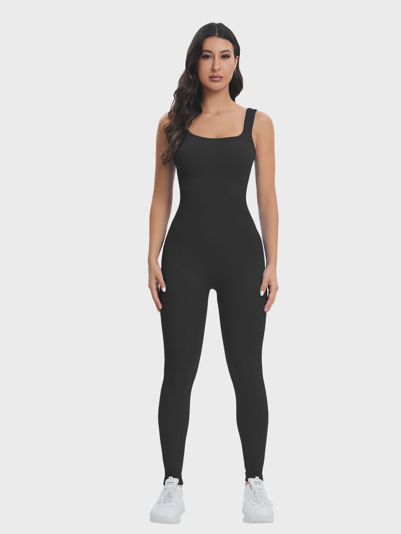 Dames Shapewear Jumpsuit met Ingebouwde BH - Bodycon, Vierkante Hals, Mouwloos & Ribbel Design