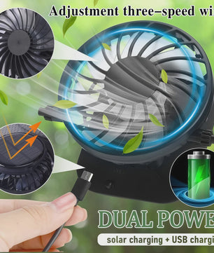 Ventilator Pet met Zonne-energie en USB Opladen - Koel en UV-beschermend voor Zomerse Outdoor Activiteiten