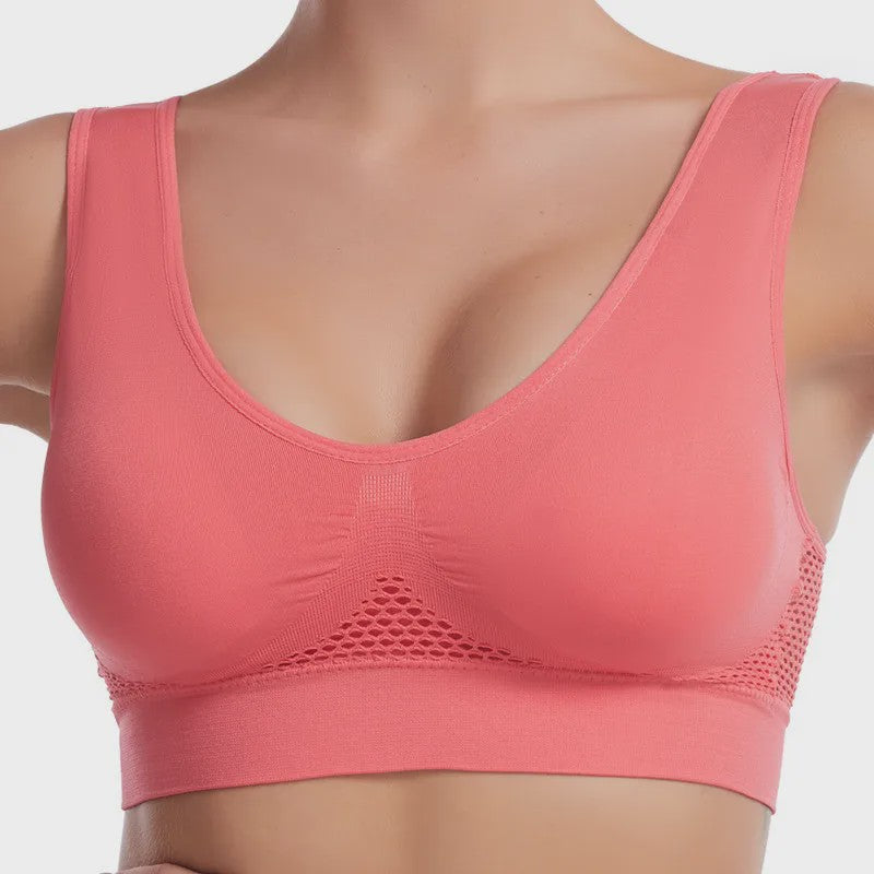 Plus Size Sportbeha met Ventilerende Mesh Inzet en Schokdemping - Zonder Beugel - S-7XL