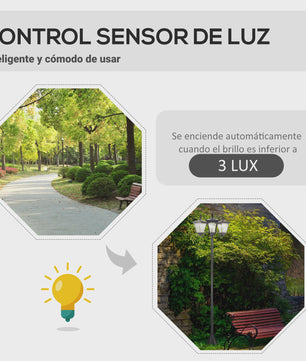 Outsunny Solar LED Tuinlamp met 3 Lampenkappen - H.182.5 cm - IP44