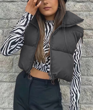 Korte Dames Bodywarmer met Opstaande Kraag - Winter Collectie
