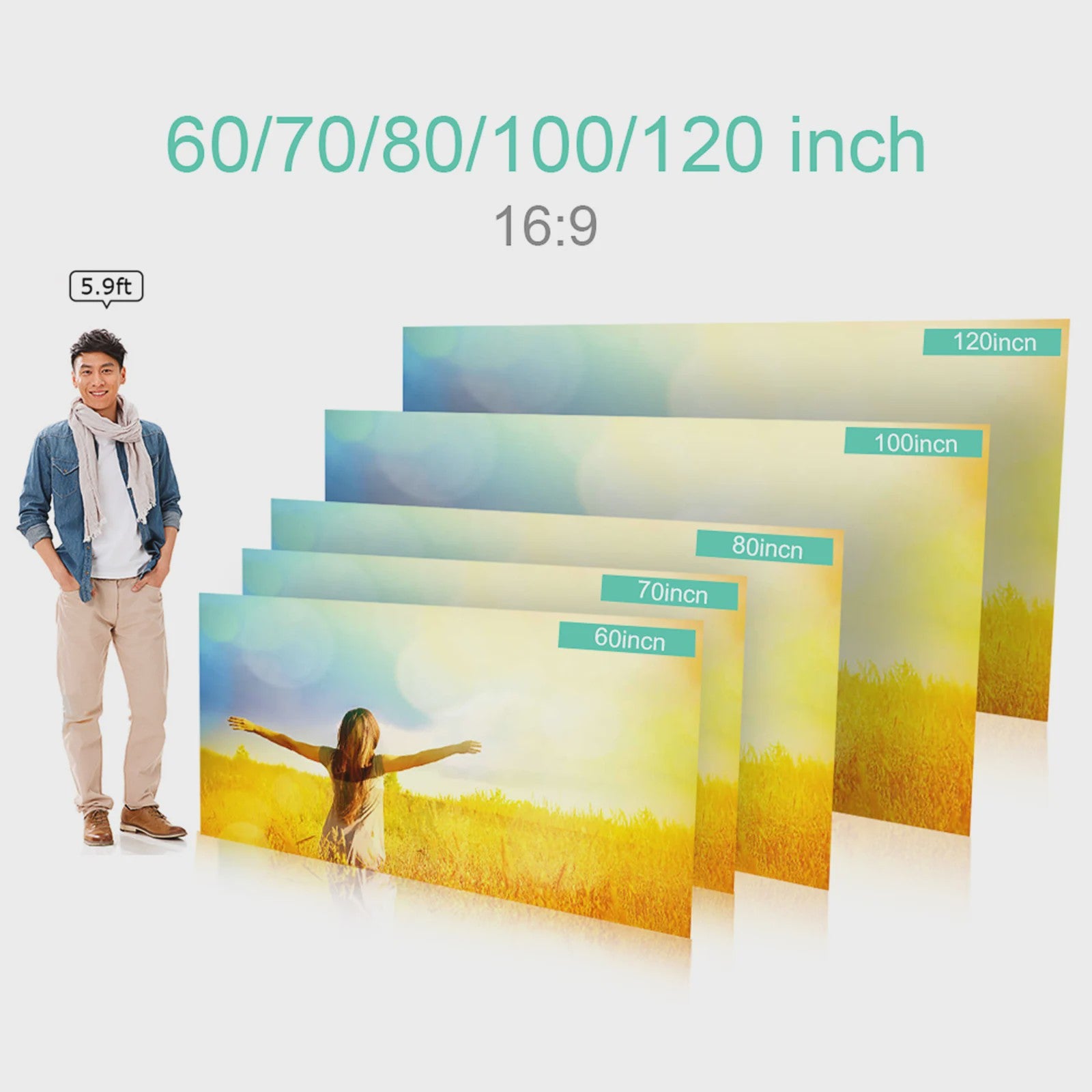 Draagbaar Projectiescherm - Anti-Licht - 60 t/m 120 Inch