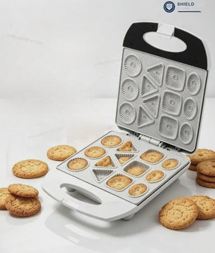 Elektrische Koekjesmaker 1400W met 12 Vormen - Non-Stick & Dubbelzijdig Verwarmd