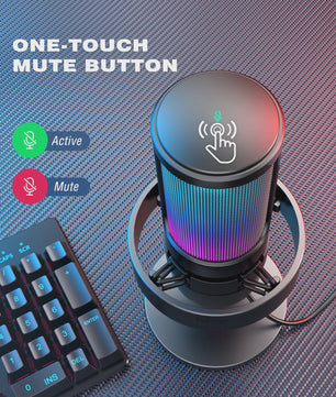 FIFINE A8 USB Microfoon: RGB, Mute & Koptelefoonuitgang voor PC/Mac Streaming & Opnames