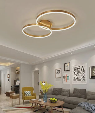 Moderne LED Plafondlamp 3 Cirkels - Goud/Koffie - Woonkamer & Slaapkamer