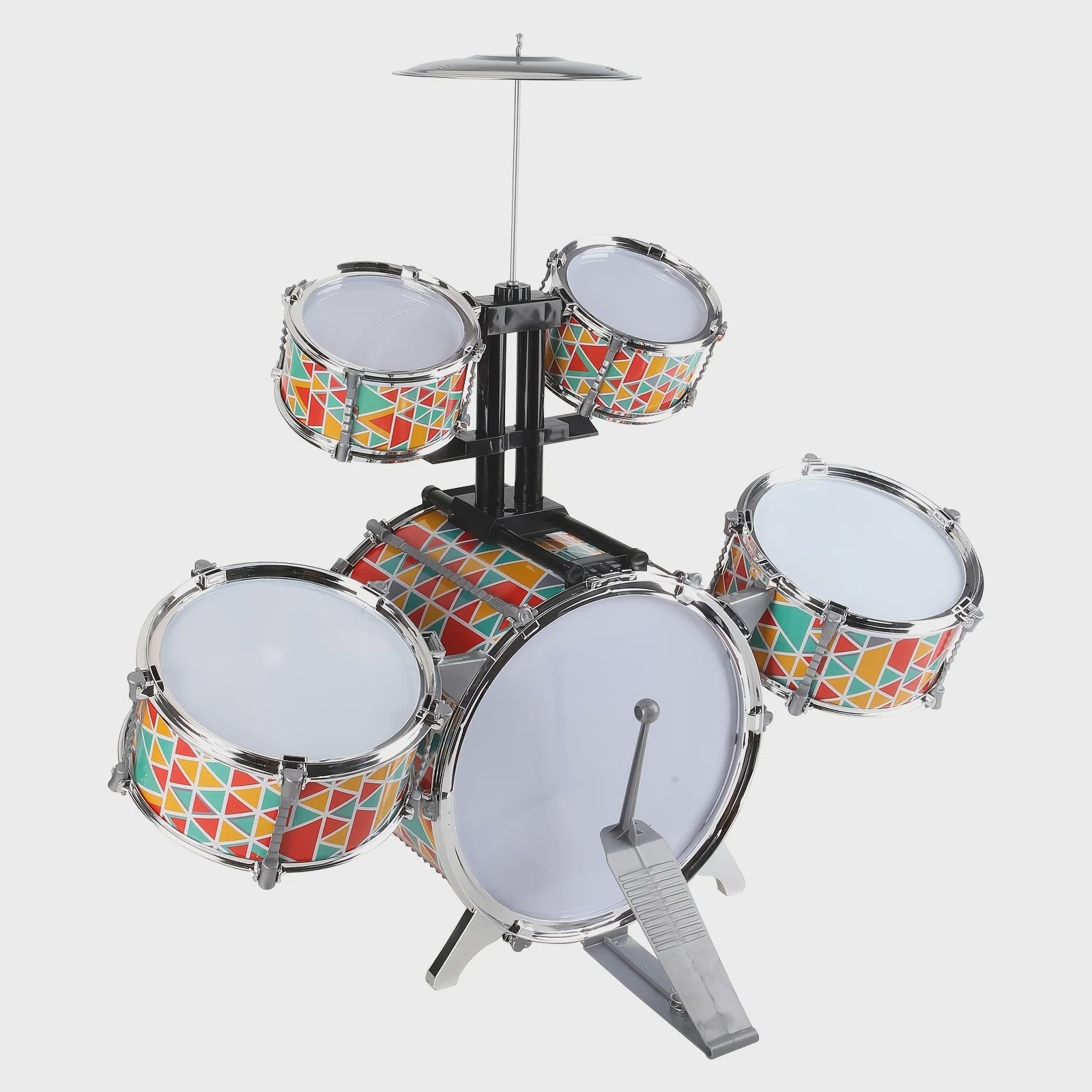 Mini Drumstel voor Kinderen - Rode Electroplated Beginnersset - Perfect voor Thuis Oefenen