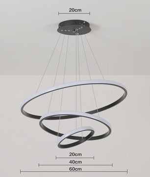 Moderne 3-Rings Hanglamp Dimbare Plafondlamp - Verstelbaar en Stijlvol