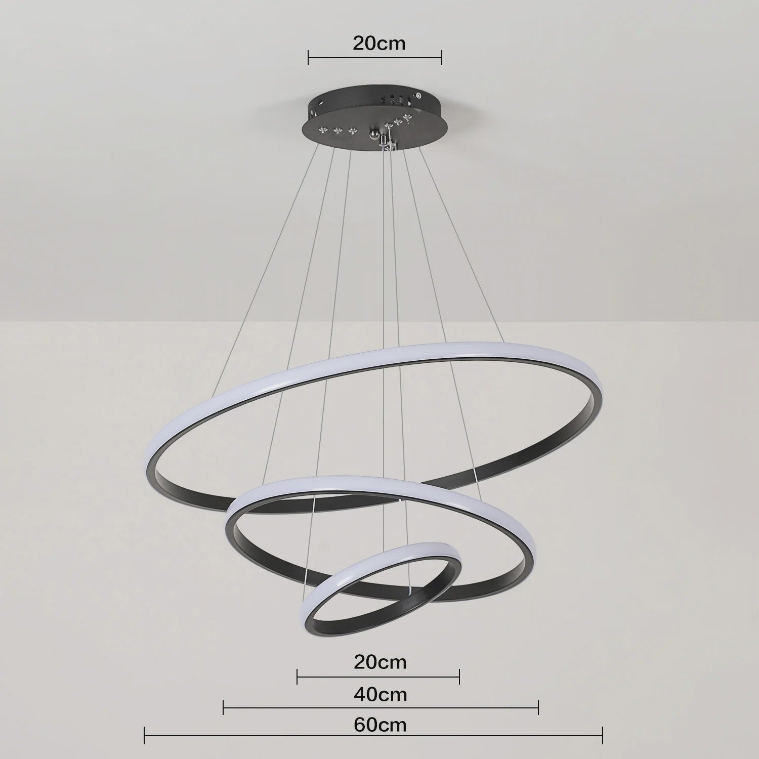 Moderne 3-Rings Hanglamp Dimbare Plafondlamp - Verstelbaar en Stijlvol