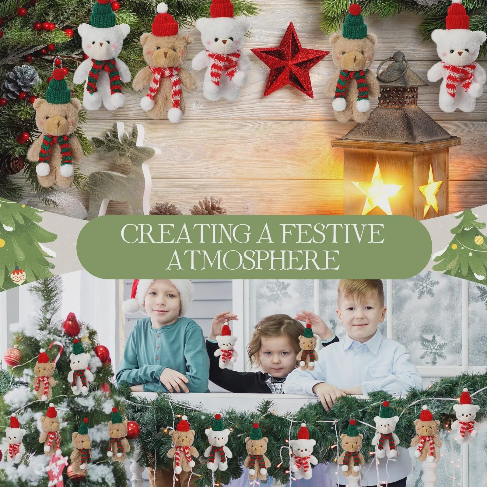 Schattige Kerst Knuffel Beer - Mini Pluche Beertjes Decoratie & Cadeau