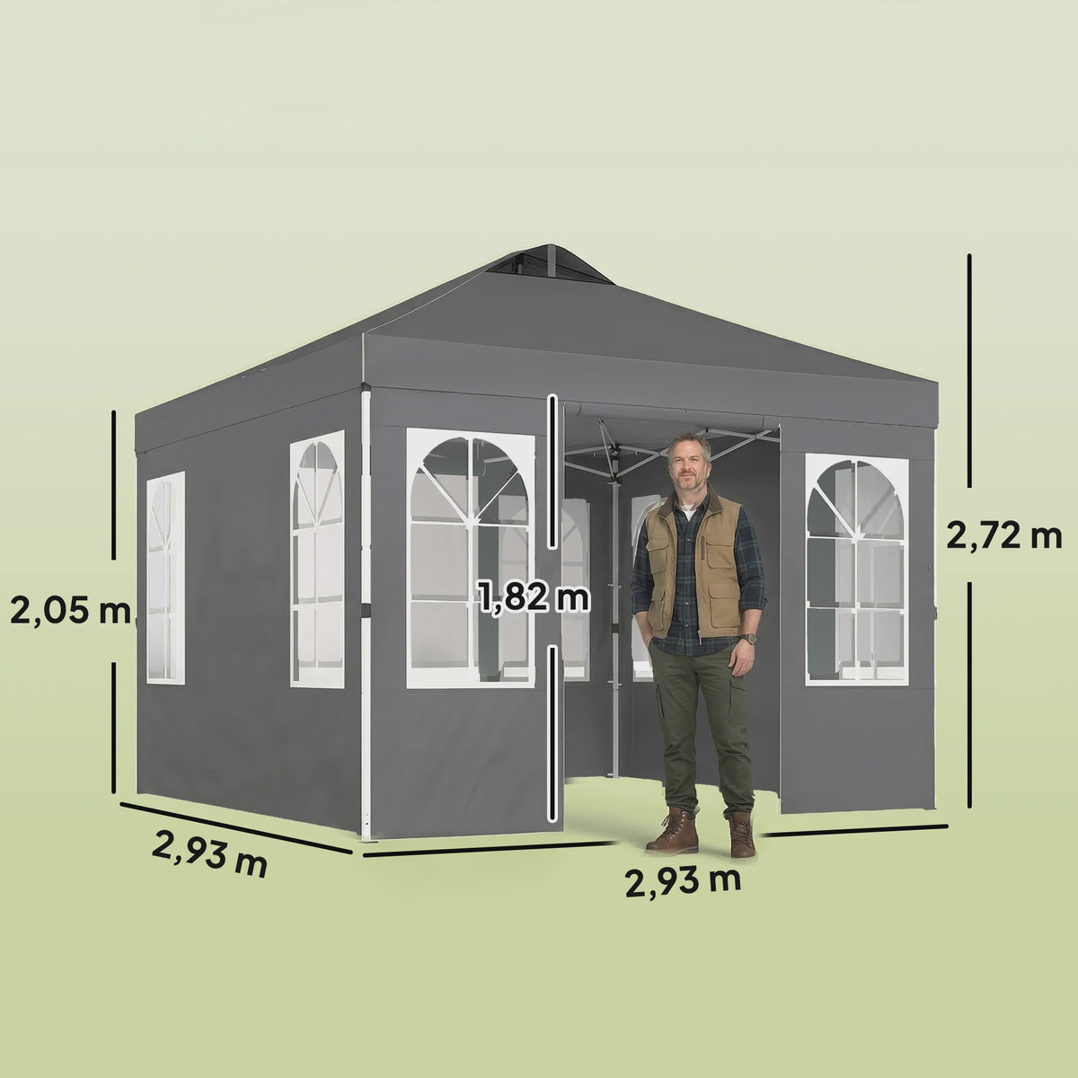 Outsunny Pop-Up Partytent 3x3m met Verstelbare Hoogte en Afneembare Zijwanden
