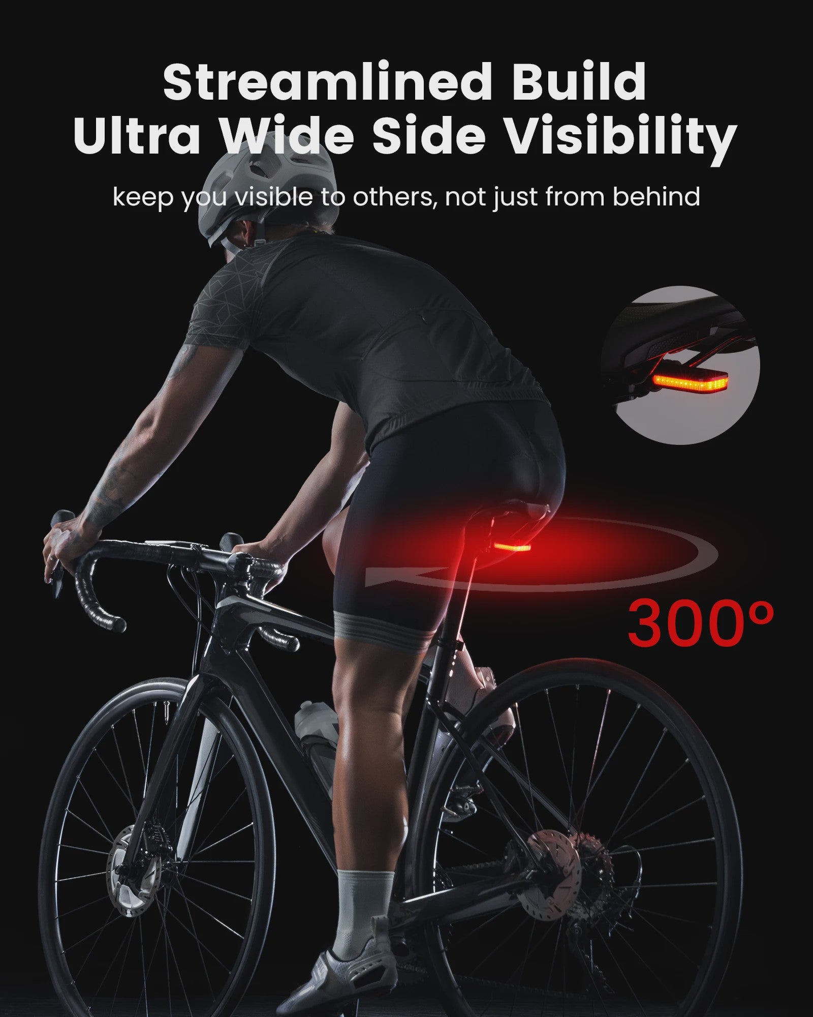RAVEMEN CL01 Fiets Achterlicht - USB Oplaadbaar, Rem- en Bewegingssensor, 300° Zichtbaarheid