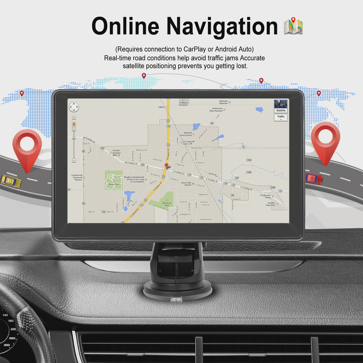 Universele Auto Multimedia Speler met CarPlay, Android Auto, Mirror Link & Nachtzicht