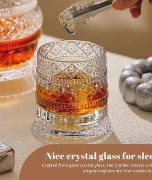 Draaibaar Kristallen Whiskey Glas - 280ml Premium Tumbler voor Cocktails & Feesten