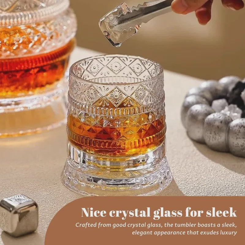 Draaibaar Kristallen Whiskey Glas - 280ml Premium Tumbler voor Cocktails & Feesten