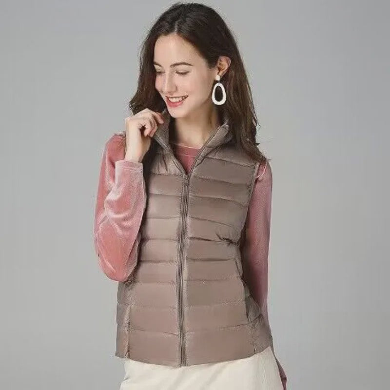 Stijlvolle Dames Bodywarmer - Lichtgewicht & Warm met Witte Eendendons Vulling