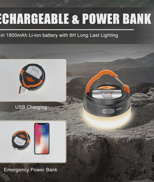 Krachtige 10W USB Oplaadbare Camping Lantaarn - Draagbare Tentlamp met 1200mAh Batterij