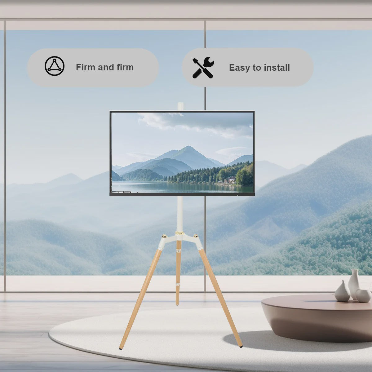 Vrijstaande TV Standaard Tripod voor 32-65 inch Schermen | Kantelbaar & In Hoogte Verstelbaar | Wit