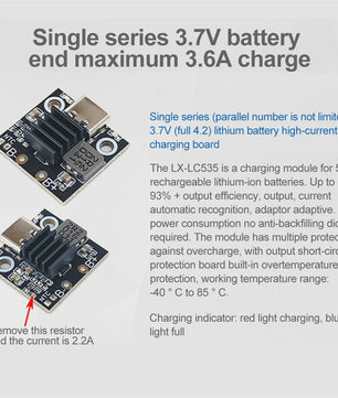 USB-C Lithium Batterij Laadmodule met Bescherming en Indicator