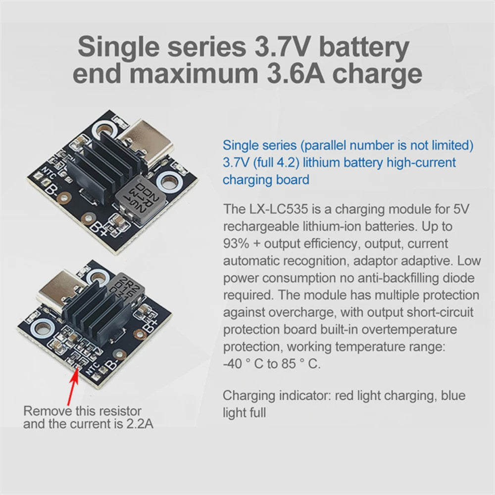 USB-C Lithium Batterij Laadmodule met Bescherming en Indicator