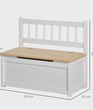 Homcom Wooden Toy Chest Storage with Lid and Backrest for Children