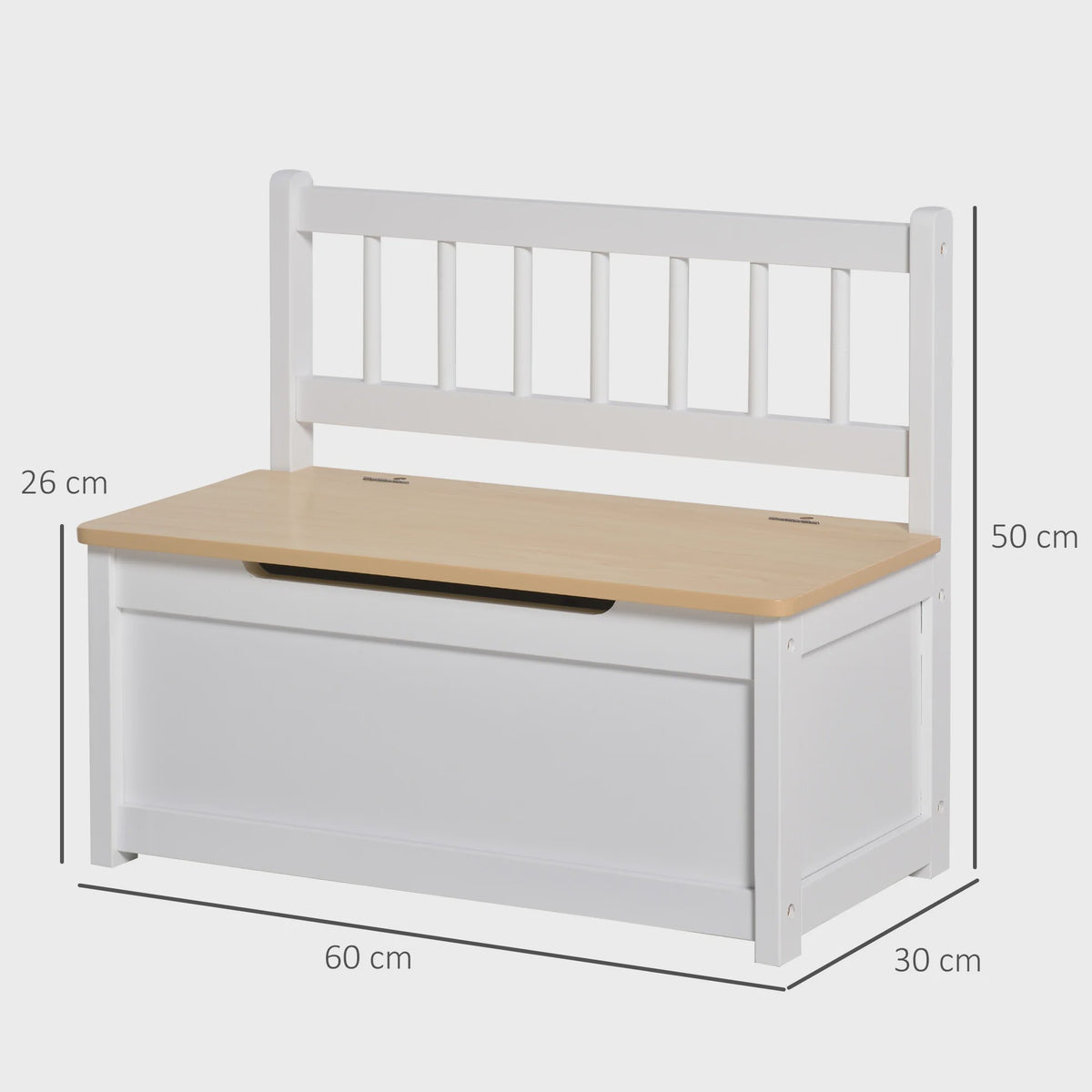 Homcom Wooden Toy Chest Storage with Lid and Backrest for Children