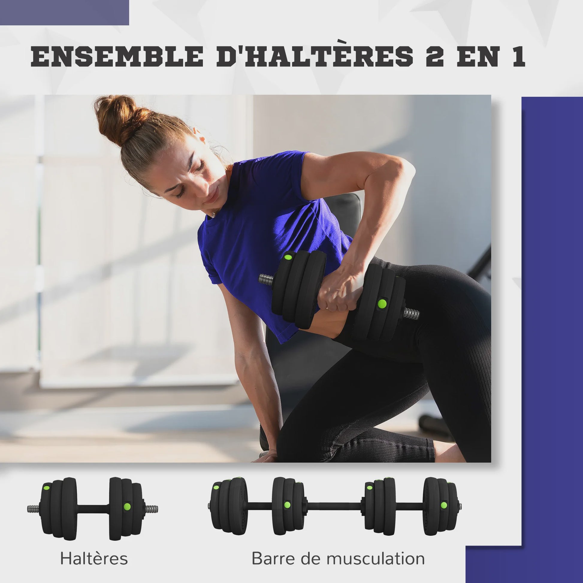 Verstelbare Dumbbell & Barbell Set (tot 25 KG) - 2-in-1 Fitness Gewichtenset met Antislip Handvatten