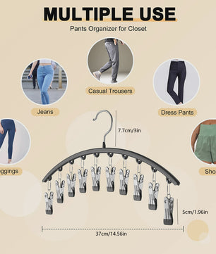 Ruimtebesparende Hanger voor Yogabroeken met 10 Clips - Organiseer je Leggings en Broeken