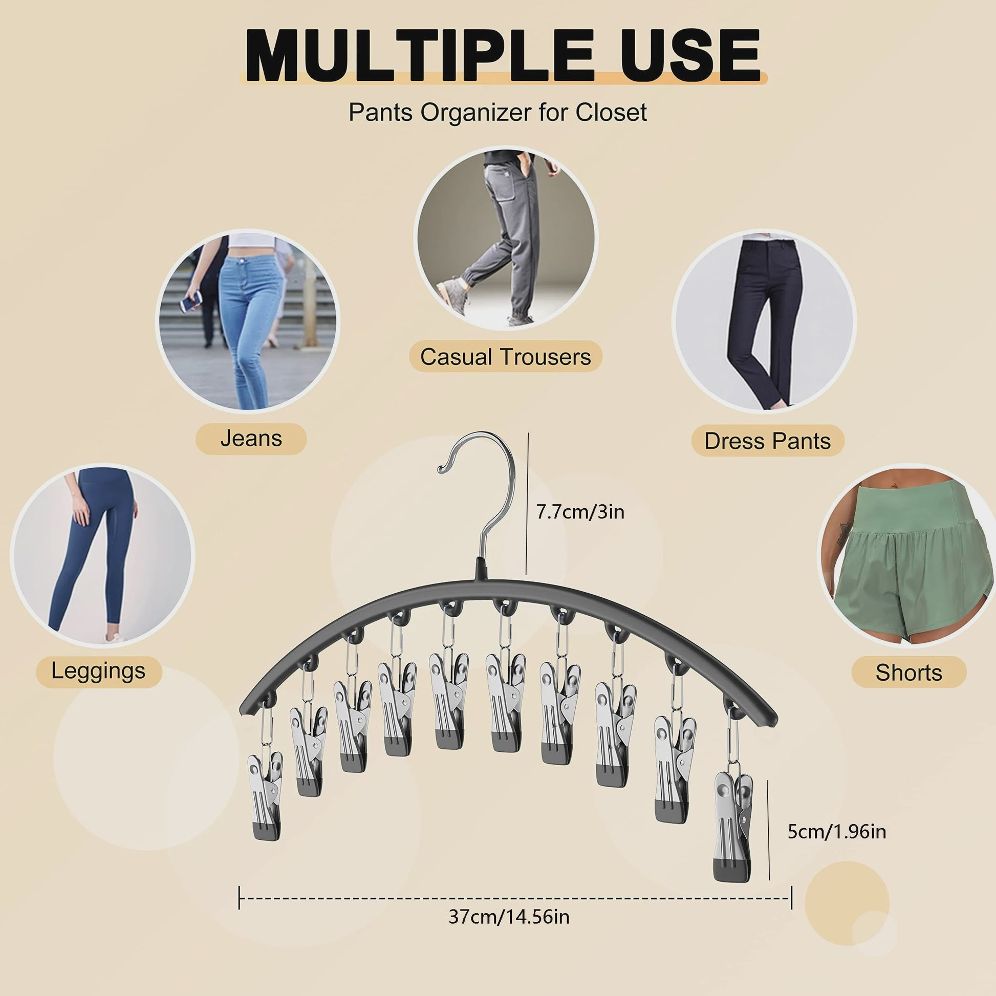 Ruimtebesparende Hanger voor Yogabroeken met 10 Clips - Organiseer je Leggings en Broeken