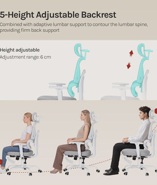 Ergonomische bureaustoel met mesh rugleuning, verstelbare hoofdsteun en voetensteun