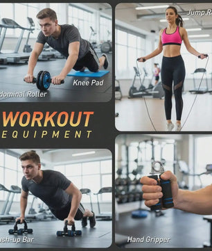 7-delige Home Workout Set: Springtouw, Handknijper, Push-up Bars & Buikroller