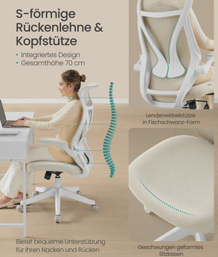 Ergonomische Bureaustoel met Opklapbare Armleuningen en Ademende Mesh Rugleuning