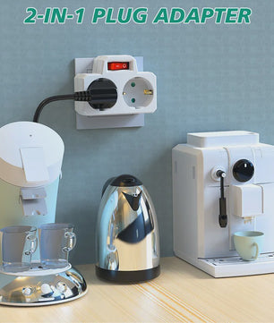 Dubbele Stekkerdoos Adapter met Aan/Uit Schakelaar - Compact & Veilig