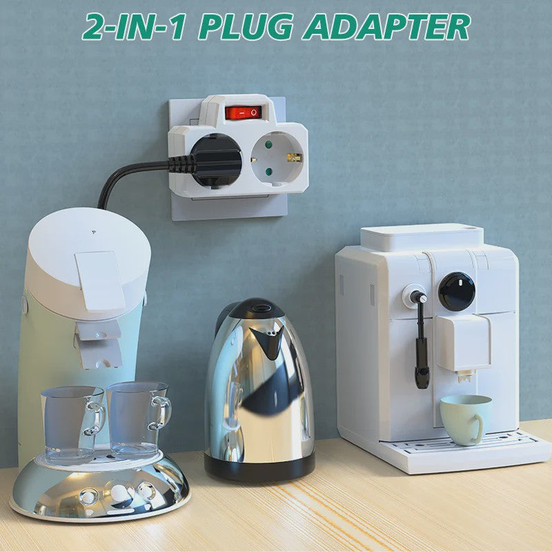 Dubbele Stekkerdoos Adapter met Aan/Uit Schakelaar - Compact & Veilig