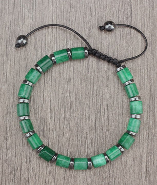 Blauwe Cilindervormige Agate Armband - Gevlochten Natuursteen Bangle voor Dames en Heren