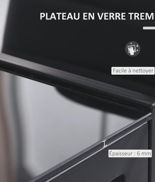 HOMCOM Rechthoekige Eettafel voor 4 Personen - 120x60x75 cm - Keukentafel met Gehard Glazenblad en Stalen Poten
