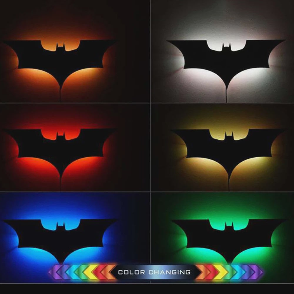 Creatieve 3D Bat-logo Wandlamp met RGB LED en Afstandsbediening
