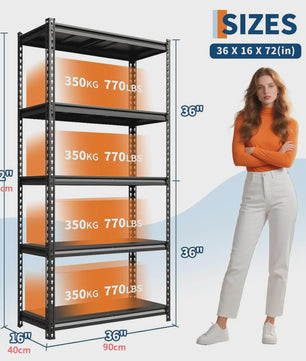 Robuust Stalen Stellingkast 3 of 5 etages - Verstelbaar voor Garage, Keuken, Werkplaats