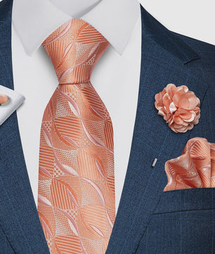 Luxe Heren Set: Paarse Paisley Stropdas, Manchetknopen, Pochet & Boutonnière - 8cm Breed