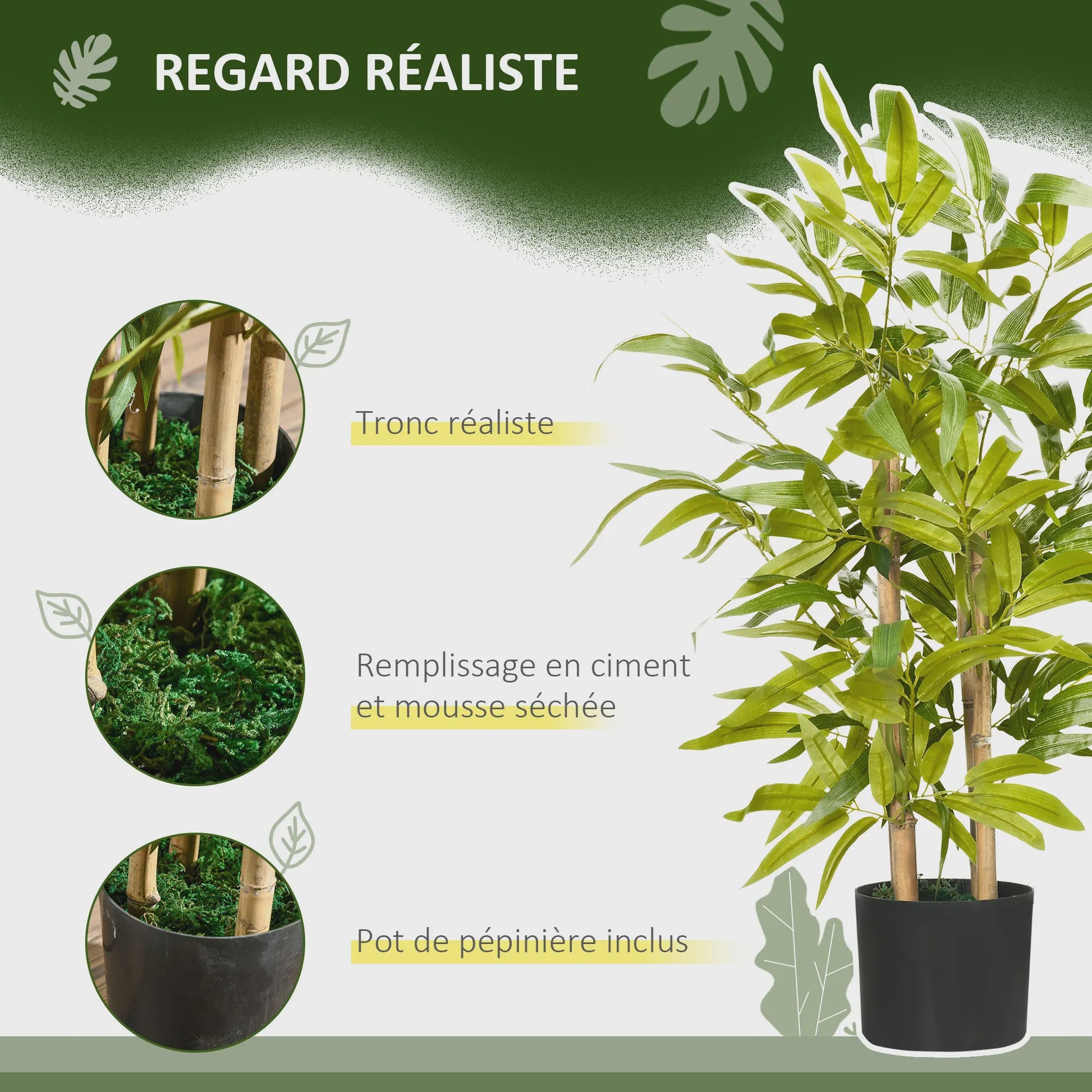 Realistische Bamboe Kunstplant 60 cm met Pot - Sfeervolle Decoratie
