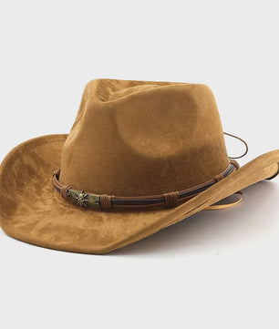 Vintage Suède Western Cowboyhoed voor Heren en Dames - Stijlvolle Jazz Hoed voor Outdoor en Reizen