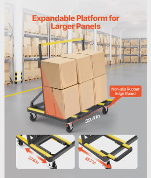 Robuuste Gipsplatenkar met Spanband & Uitklapbaar Dek - 1800 lbs / 816 kg Capaciteit