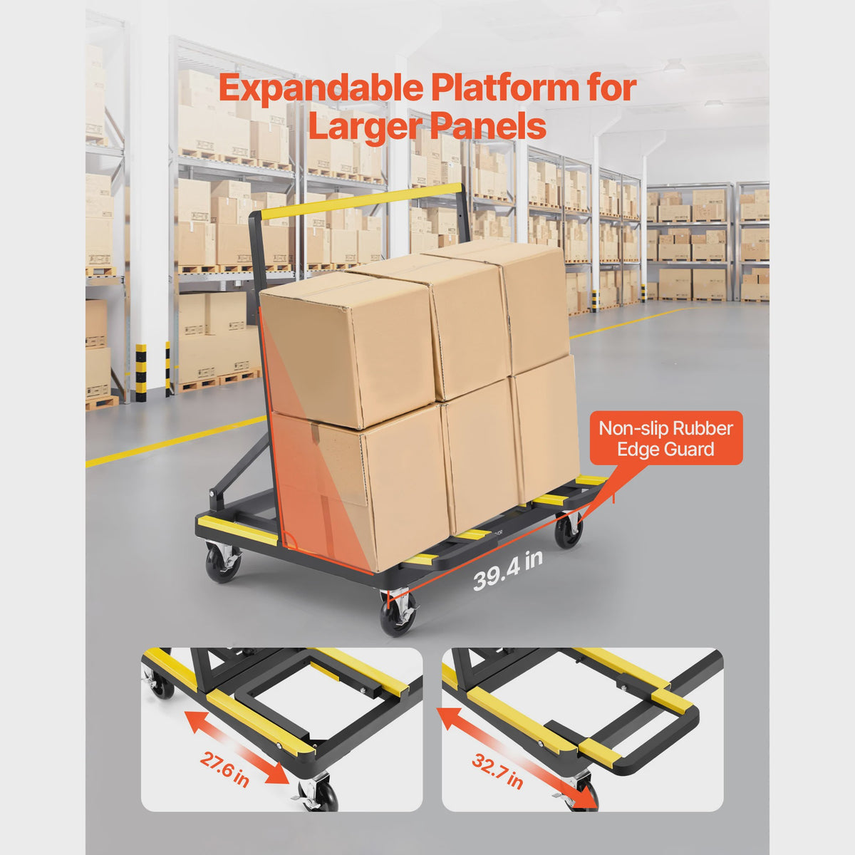Robuuste Gipsplatenkar met Spanband & Uitklapbaar Dek - 1800 lbs / 816 kg Capaciteit
