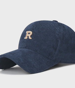 Corduroy Baseballpet met 3D Geborduurde 'R' - Stijlvolle Pet voor Herfst & Winter