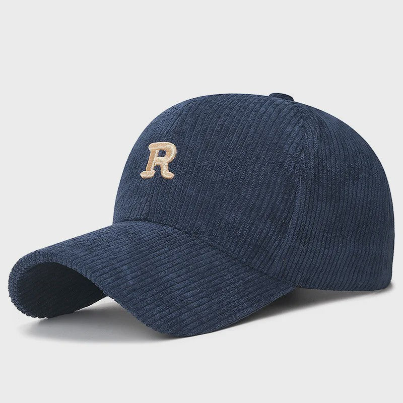 Corduroy Baseballpet met 3D Geborduurde 'R' - Stijlvolle Pet voor Herfst & Winter