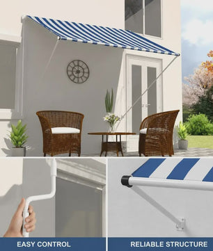 Intrekbare Zonwering 150x150 cm - Waterafstotend Doek & Stevig Stalen Frame - Balkon & Terras