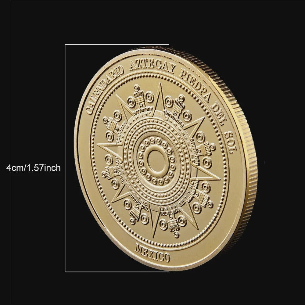 Gouden Azteken Zonnekalender Munt Mexico - Vintage Souvenir Collectible