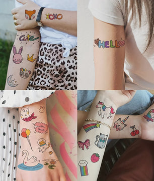 Tijdelijke Tattoos voor Kinderen en Volwassenen: 60 Vel met 1000+ Leuke Cartoon Dieren, Zeemeerminnen & Unicorns