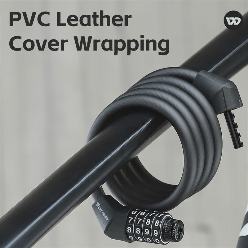 WEST BIKING 4-Cijferig Fietsslot - 120cm Staalkabel Anti-diefstal voor Fiets & Scooter