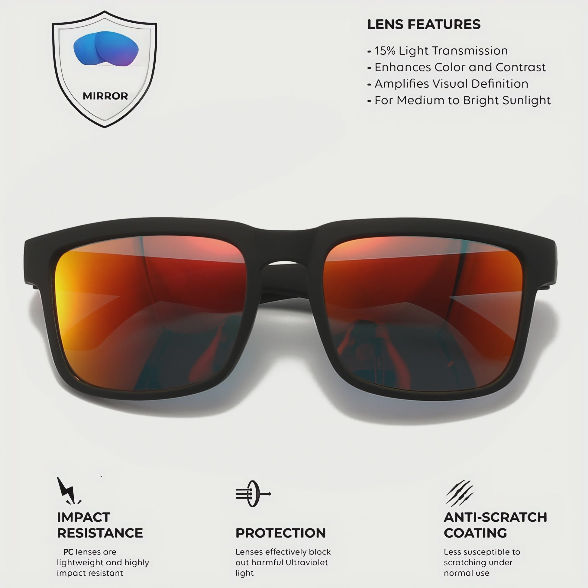 4-delige Set Vierkante Sportzonnebrillen met Designer Tempelpatroon - UV400 Bescherming